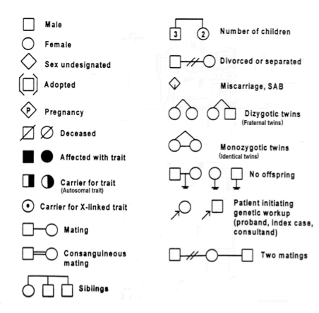 Standard Pedigree Symbols Chart